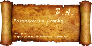 Pozsegovits Aranka névjegykártya
